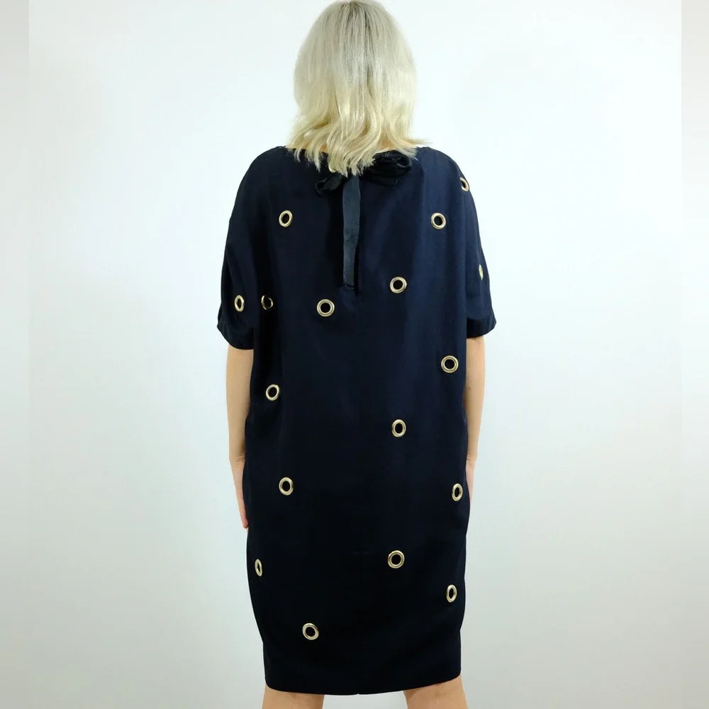 Stella McCartney Navy Silk Grommet Dress, size 38 - Picture 3 of 16